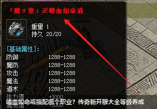 嗜血如命戒指配哪个职业?传奇新开服大全等级养成