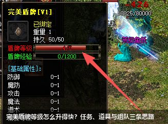 完美盾牌等级怎么升得快?任务、道具与组队三条思路
