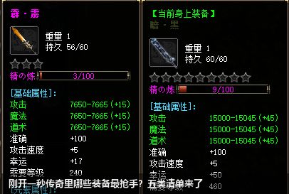 刚开一秒传奇里哪些装备最抢手?五类清单来了