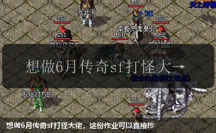 想做6月传奇sf打怪大佬，这份作业可以直接抄